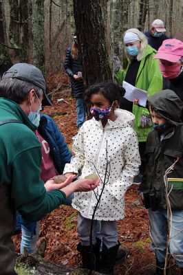 Vernal Pools
An April 17 exploration of a vernal pool led by Mattapoisett Land Trust Treasurer and wildlife expert Gary Johnson led a party of 10 along a muddy trail through the woods off Angelica Avenue past a forest clearing and ultimately to two vernal pools. Photo by Mick Colageo
