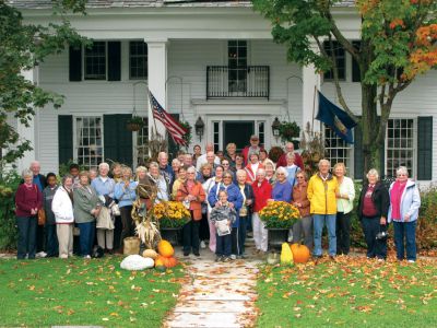 Autumn Tour
On October 3, 53 members, family, and friends of The Mattapoisett Congregational Church travelled by motor coach to enjoy Vermont foliage and visit The Dorset Inn. In Dorset, the group had an exquisite luncheon at the over 200-year-old award winning, traditional New England inn. After lunch, they travelled to Manchester Center, Vermont to attend the 17th Annual Hildene Fall Arts Festival. Photo by Art Schneider.
