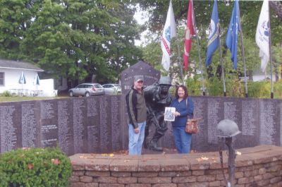 Veterans Memorial 
Wandering Wanderers Pat and Linda Denise are pictured at the Veterans Memorial in Bolton Landing, Lake George, New York on October 2. The memorial honors soldiers from the French and Indian War to the present.
