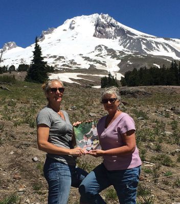 Mount Hood
Andrea Porter-Lopez and Susan Foster pose with a copy of The Wanderer while on a hike up Mount Hood in Oregon
