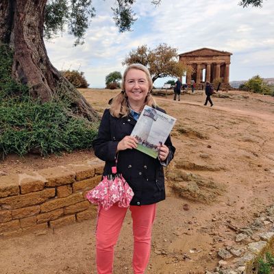 Valley of the Temples
Marie Yang was in Italy about a week ago and brought a copy of The Wanderer to the Valley of the Temples in Agrigento, Sicily.
