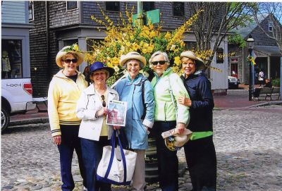 Nantucket
 (left to right) Carolyn Thomas, Pat Gross, Joan Cotter, Barbie Ketchel, and Linda Deanna visiting Daffodil Day on Nantucket in April.
