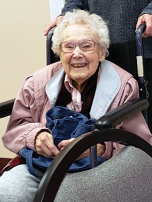 Winifred Hartley
The Rochester Council on Aging celebrated the 100th birthday of longtime Rochester resident Winifred Hartley, born on November 15, 1919. For 24 years, Hartley was the school nurse at Old Rochester Regional High School. Photos courtesy Connie Dolan
