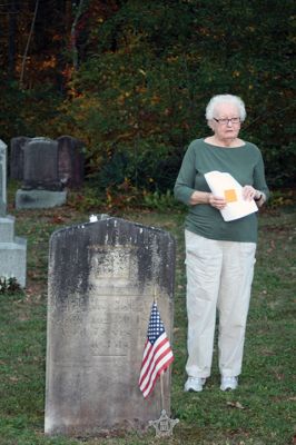 Woodside Cemetery
Barbara Bailey, local historian and member of the Rochester Historical Society, shared family stories and documented information about her ancestor William Gallt who succumbed to diphtheria at the age of 5 in 1878 and is buried in the Woodside Cemetery. Photo by Marilou Newell
