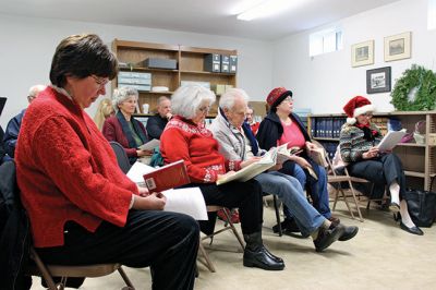 A Christmas Carol
A group of Charles Dickens enthusiasts ranging from casual to serious gathered to participate in a reading of “A Christmas Carol” Saturday morning at the Plumb Corner Library. Pictured here Stan Moszczenski  reads an excerpt. Photo by Nick Walecka  
