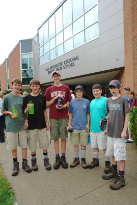 ORRJH Survival
Seventh graders from Old Rochester Regional Junior High School prepare to head off to Northfield, MA for the annual ORR Survival Program. There were 110 students from Marion, Mattapoisett and Rochester who headed up last weekend for the week-long rigorous outdoor program which has become an annual tradition in the tri-towns. Pictured (l. to r.) Nathaniel and Walker Fuchs, Terry Sinnott, Jake Jaskolka, Hayden Viera and Ian McLean. (Photo by Laura McLean).

