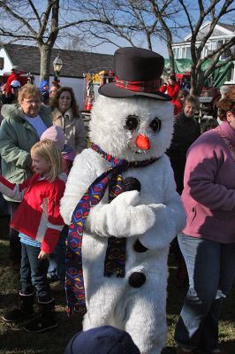 Holiday in the Park
Frosty the Snowman joined Santa and friends at Mattapoisett's Annual Holiday in the Park held on Saturday, December 6, 2008 in Shipyard Park. (Photo by Robert Chiarito).
