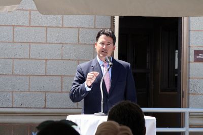 Water Works
State Senator Mark Montigny addresses the crowd during the dedication of the Mattapoisett River Valley Water District's Treatment Plant on Friday, May 30. (Photo by Kenneth J. Souza).
