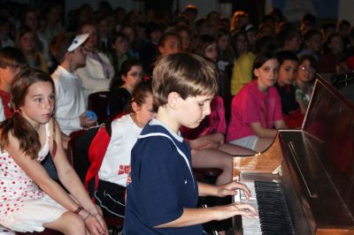 Talent to Spare
Old Hammondtown School student Michael Kassabian plays "Take Five" on the piano during the school's Talent Show held on Tuesday, April 29 in Mattapoisett. (Photo by Kenneth J. Souza).
