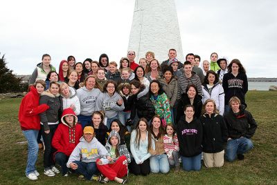 Exchange Farewell
Students from Old Rochester Regional High School and exchange students from Sonora, CA who participated in this years American Field Service (AFS) program held a farewell party at the Mattapoisett YMCA on Saturday night, April 5. The group then posed for a photograph at Neds Point in Mattapoisett the next day. (Photo by Robert Chiarito).
