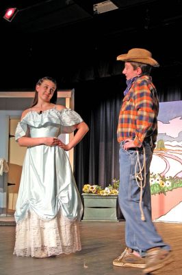 ORR Goes Oklahoma!
Members of the Drama Club at Old Rochester Regional Junior High School rehearse for their production of "G2K ... Oklahoma!" which is an adaptation of the classic musical which has been specifically designed for middle-school students. The production was staged at the school on November 8 and 9, 2006. (Photo by Kenneth J. Souza).
