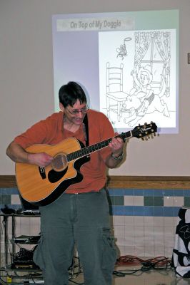 Puns and Poetry
Jeff Nathan, an award-winning childrens author and creator of PunOETRY, performs at Mattapoisetts Center School on Tuesday, January 9 during one of three assemblies for K-3 students. Mr. Nathans appearance at the school was supported, in part, by a grant from the Mattapoisett Cultural Council, a local agency which is supported by the Massachusetts Cultural Council, a state agency. (Photo by Kenneth J. Souza).
