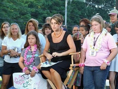 Generous Girls
Rochester siblings, Arissa (11) and Deianeira "Nara" (9) Underhill, seen here flanking FOX 25 personality Cindy Fitzgibbon, were featured on the station's Morning News Zip Trip in Middleboro on Friday, August 3, 2007. The sisters were featured for their donation of 375 brand new books to FOX's Reach Out and Read Literacy Foundation Book Drive. This is the second year in a row that the siblings have been featured for their humanitarian/community service efforts. (Photo courtesy of Dawn Underhill).

