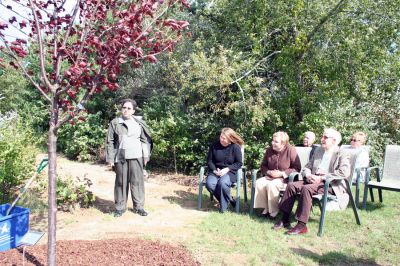 Branching Out
Members of the Rochester Council on Aging (COA) dedicated a tree outside the Senior Center in memory of longtime COA member Marie McCarthy on October 3. (Photo by Robert Chiarito.)


