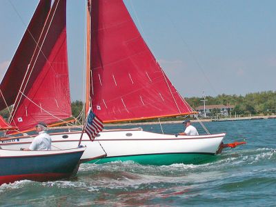 Stone Horse Builder's Cup
In an exciting finish to the 2008 Stone Horse Builders Cup Race sponsored by Edey and Duff of Mattapoisett, the top three Stone Horses were within two boat lengths with only a bow sprit, about 4 feet, separating the top two boats, WINDFALL and YOUNG AMERICA. WINDFALL, sailed by Tom Kenney of the New Bedford Yacht Club and Bob Jackson of Cohasset, took First Place, edging out Second Place finisher Bob Sachetti of Boston, who was single handing YOUNG AMERICA.
