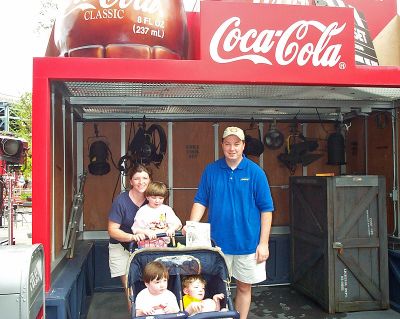 Coke and a Smile
The Duffy family poses with a copy of The Wanderer at the "Coke Cool Set" in the Disney/MGM Theme Park during a recent family vacation in Orlando, FL. Pictured (l. to r.) are Wendy, Catherine, Julia, John and John Duffy. (Photo by Kenneth J. Souza).
