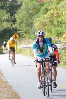 Buzzards Bay Watershed Ride 
It was a windy ride for the 120 participants of the 9th Annual Buzzards Bay Watershed Ride on October 4. From Westport to Falmouth, cyclists rode either the 75-mile or 35-mile route to raise funds for the Buzzards Bay Coalition, bringing in nearly $90,000. Riders paused at Eastover Farm in Rochester for a lunch break before continuing on for the remaining 35 miles. Photos by Colin Veitch

