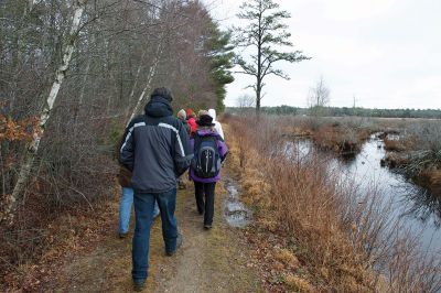 The Bogs in Mattapoisett 
The Buzzards Bay Coalition on Saturday, January 16 led a group through The Bogs in Mattapoisett for a winter hike. Walkers donned raingear just in case the rain wasn’t quite over yet. Photos by Colin Veitch

