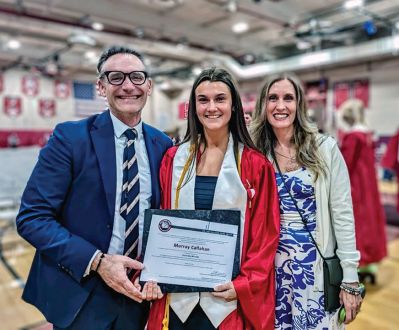 Bulldog Pride
2024 Bulldog Pride recipient Alia Cusolito of Rochester 
Thomas Peccini '88, President of the Bulldog Pride Alumni Association and Michelle (Gayoski) Tackitt '87, Director were among alumni who presented the distinctions and a commemorative plaque.

