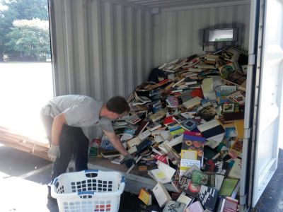 Book Drive
There was no shortage of book donations at the gray box drop-off located at St. Anthonys Church in Mattapoisett. The collection from this donation went to fund the parish and its works. Photo by Paul Lopes.
