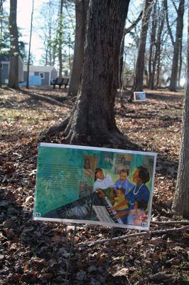Dunseith Gardens
People gathered on Saturday morning at Dunseith Gardens in Mattapoisett to enjoy the “Coretta” story walk, a collaboration of the Mattapoisett Land Trust, Tri-Town Against Racism, and the Mattapoisett Free Public Library. The story walk based on the autobiography of Coretta Scott King points to the importance of providing children with printed reading materials that represent diversity and inclusion. 
