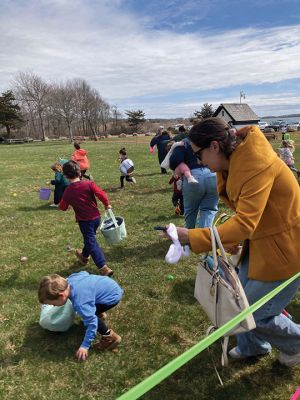 Annual Easter Egg Hunt
The annual easter egg hunt brought out several hundred people under light blue skies and a bit of sunshine. Little tykes of all ages enjoyed scampering around, scooping up eggs filled with goodies. The annual event is sponsored by the Mattapoisett Lions Club. Photo by Marilou Newell
