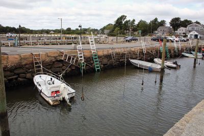 Tropical Storm
Tenacious, out of Marion, was among the many boats hauled out of the water under the threat of a tropical storm last weekend. The storm was hyped up, but for the most part, missed the south coast. Photos by Mick Colageo
