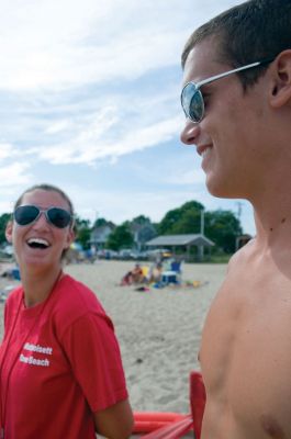 Safe Summer
Mattapoisett lifeguards Zack Midwood and Claire Martin made sure the summer fun stayed safe in the record heat at the Town Beach on Saturday July 23, 2011. Photo by Felix Perez.
