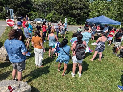 Juneteenth
John Excellent spoke from the heart, as Tri-Town Against Racism celebrated the Juneteenth holiday by dedicating Rochester’s new Little Free Diverse Library in honor of Abraham Skidmore. Photos courtesy Tri-Town Against Racism
