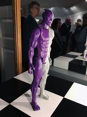 Thor’s Hammer
‘Thor’s Hammer’, a new exhibit at the Marion Art Center open through March 28, features wood sculptor John Magnon’s Marvel Comics-themed art that delivers social commentary. Three paintings by emerging artists Sarah Swible and Andre Olivier add to the excitement of the show. Photos by Marilou Newell
