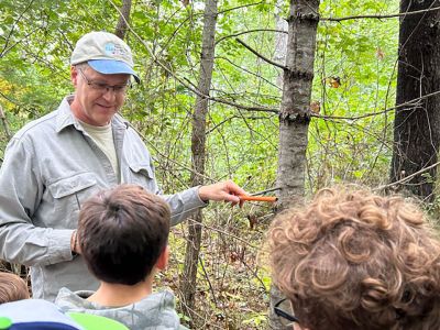 Marion Natural history Museum
On Wednesday, September 30, the fall after-school group walked in Holmes Woods with state forester James Rassman. We discovered how to identify several trees in this young forest, such as Aspen, Maples, birch and others. We also learned how to determine a tree’s age using several methods, including counting branches and taking a core sample. James estimates this young forest is about 60 to 70 years old. We had fun finding a red-backed salamander in a log as well as several types of insects and mushrooms tha
