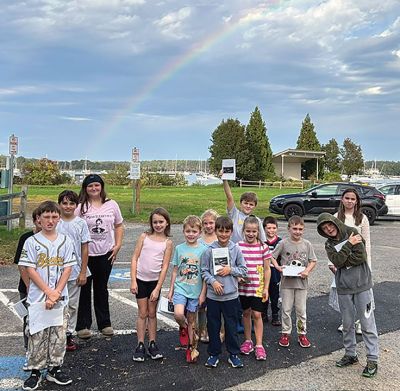 Marion Natural History Museum
Marion History Museum’s afterschool group explores fall leaf colors, identifies trees around town using a Tree and Park Committee guide, and spots a rainbow at Island Wharf. Photos courtesy of Elizabeth Leihold
