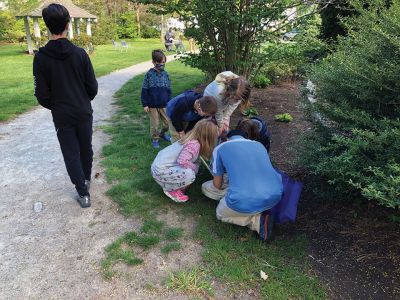 Marion Natural History Museum
The Marion Natural History Museum afterschool group had a wonderful time learning about “Amazing Arthropods” with entomologist Blake Dinius of Plymouth County Extension Service. Members of the group were able to handle a couple of beautiful Io moths, which as caterpillars feed on maple leaves. The adult moths emerge with no mouths and only live in this stage for one to two weeks.  Photos courtesy Elizabeth Leidhold
