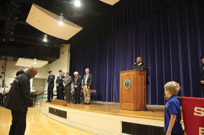 Marion Memorial Day
Technical Sergeant Sean Givens addresses Monday’s Memorial Day gathering at Sippican Elementary School in Marion.
