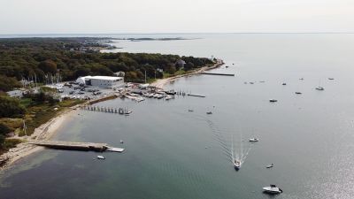 From Above
A view of Ned’s Point from 250 feet about Mattapoisett Harbor. The sea is getting cooler, but there’s still some time to take the boat out! Photo by Sam Bishop

