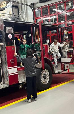 Mattapoisett Fire Department
Children explore the controls of the Mattapoisett Fire Department’s Engine 4 during the department’s annual open house on Thursday, October 8. Several hundred community members attended. Photo courtesy of Fire Chief Andrew Murray 
