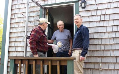 Coastline Elderly Services
Randy Parker and Toby Burr, pictured with Gabe Ditata, are among area select board members who have given visible support to Coastline Elderly Services and the meals the organization serves to older adults every weekday in recognition of Older Americans Month this May. Photo courtesy of Coastline
