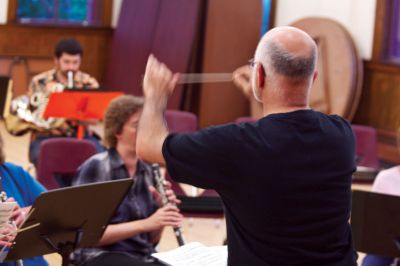 Marion Concert Band
Director Tobias Monte conducts the Marion Concert Band, which is celebrating its 134th season this summer.  Their lead-off concert was on Monday, July 2, 2012, and the next concert is Monday, July 9 at 7:30pm which will include hits from the Broadway stage. Concerts are held at the at the band shell across from Music Hall.  Photo by Eric Tripoli.

