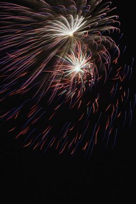 Back By Popular Demand 
And the rockets’ red glare, fireworks bursting in air over Sippican Harbor during the Marion fireworks, which resumed this year after a surge in fundraising efforts to bring the tradition back to Silvershell Beach. Photo by Jean Perry
