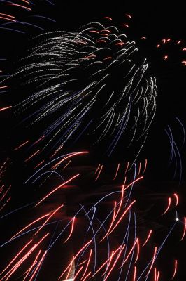 Back By Popular Demand 
And the rockets’ red glare, fireworks bursting in air over Sippican Harbor during the Marion fireworks, which resumed this year after a surge in fundraising efforts to bring the tradition back to Silvershell Beach. Photo by Jean Perry
