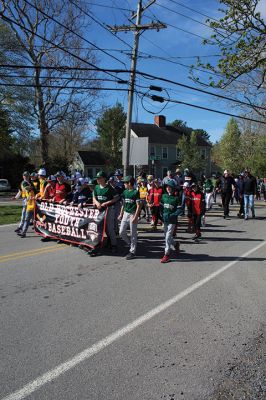 Opening Day of Old Rochester Youth Baseball
Opening Day of Old Rochester Youth Baseball brought out the crowds to hail the march from the Dexter Lane fields over to Gifford Park for ceremonies, including recognition for 12-year-old players entering their final year of little league. Photos by Mick Colageo
