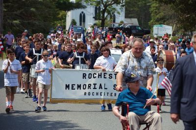 Rochester Memorial Day
Rochester fared far better with its Memorial Day celebration than Marion and Mattapoisett did with theirs on rainy Monday. Sunday, May 29, was a picture perfect day for a parade. At the Town Hall, the names of the fallen soldiers were read aloud and the Rochester Memorial School Band played patriotic songs before heading out for the parade. Photos by Colin Veitch
