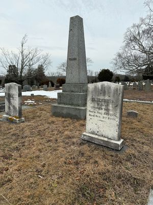 Elizabeth Tabor
The grave of Elizabeth Tabor and her husband, Stephen Taber at Acushnet Cemetery. Elizabeth would change the “e” in her name to an “o” later in life to reflect the spelling of Mount Tabor in Galilee. Their plot, marked by an obelisk, contains their graves as well as their children. Photo by Sam Bishop
