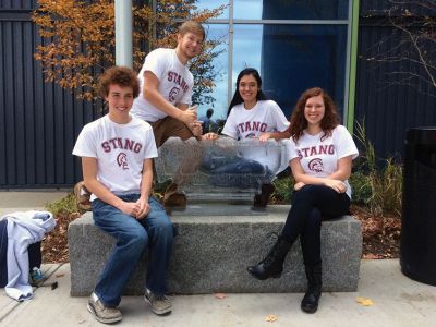 Bishop Stang High School
Bishop Stang High School was one of 100 schools that participated in the qualifying round for the WGBH’s High School Quiz Show. The show will include questions to the students on topics such as science, literature, history and other academic topics. Bishop Stang Math Teacher Tom Copps of Mattapoisett led the team from Bishop Stang: Photo of students (Left to Right): Paul Hoey ’16 (Westport), Gabriel Nadolski ’15 (New Bedford), Sofia Maietta ’15 (Middleboro), Jessica Rush ’16 (Marion). 
