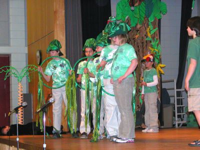 Jungle Fever
Members of the fourth grade class at Rochesters Memorial School recently staged two performances of Disneys classic The Jungle Book on Wednesday, January 31 in the schools cafetorium. Based on the Disney movie, the show featured great sing-along numbers like The Bare Necessities, I Wanna Be Like You and Thats What Friends Are For. (Photo by Robert Chiarito).
