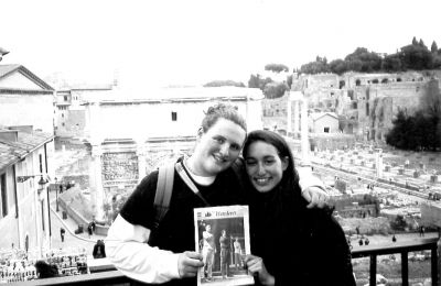 10-10-02
Maddie Ellms (left) and Sarah Mui (right), both Mattapoisett residents, pose with The Wanderer in front of the Roman Forum. Both girls spent the previous semester abroad studying in Italy. Maddie went with AFS from Old Rochester Regional High School and Sarah went with Richmond University from Providence College. (Photo courtesy of Maddie Ellms). 10/10/02 edition
