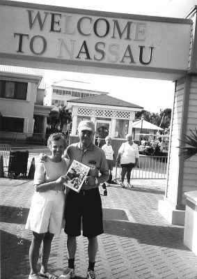 122304-2
Ted and Lola Mach of Mattapoisett took a cruise to Nassau, Bahamas earlier this year for Lolas birthday. Here there are posing with a copy of The Wanderer at the entrance to the popular tourist mecca. 12/23/04 edtion
