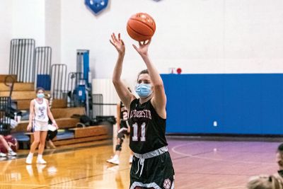 Meghan Horan
Meghan Horan (11), the lone senior on the Old Rochester Regional High School girls basketball team, has knocked her senior season out of the park while leading the Bulldogs to an undefeated regular season record en route to the South Coast Conference playoffs. Photo by Ryan Feeney
