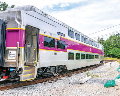 MBTA Commuter Rail
The initial group of brand-new MBTA Commuter Rail cars destined for Rochester were in West Wareham on June 16, nearing the end of a long journey that took the cars from South Korea where they were constructed to Baltimore, Maryland, where they were put on rails and eventually brought to Massachusetts and welcomed by a crew of MBTA personnel. The cars will be part of the MBTA’s new South Coast Rail expansion. Photos by Ryan Feeney
