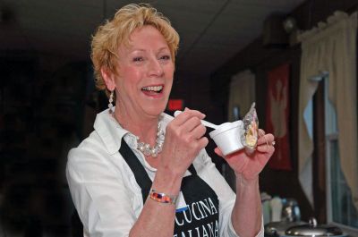 Chowder Championship
Eliza Gifford, one of the organizers of the "Chowder Championship" at the Congregational Community Center in Marion on March 26, 2011, forms her own opinion of the nine contestants chowder entries before the 56 participants cast their votes. Photo courtesy of Warren Briggs.
